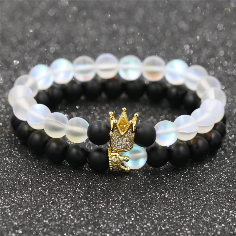1 Piece Fashion Crown Moonstone Beaded Unisex Bracelets display picture 1