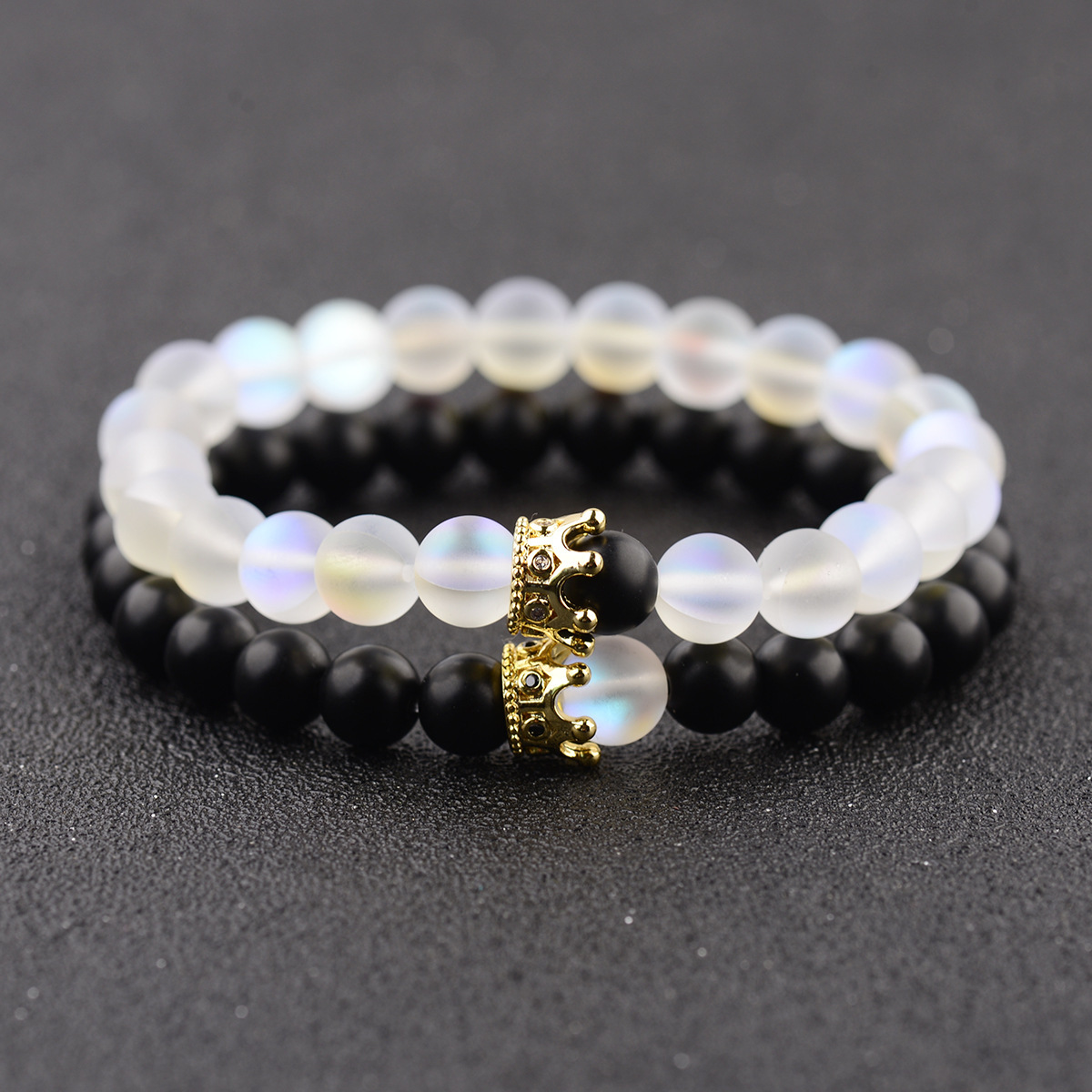 1 Piece Fashion Crown Moonstone Beaded Unisex Bracelets display picture 7