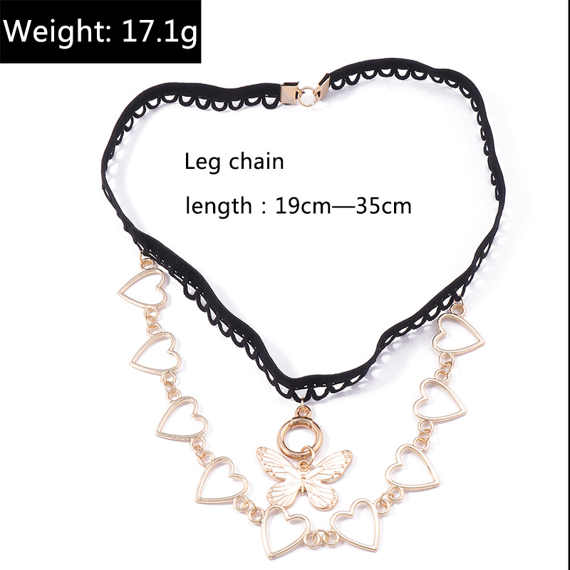 Fashion Butterfly Pendant Hollow Heart Lace Leg Chain display picture 1