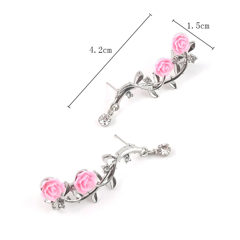 Fashion Creative Leaf Rose Pattern Stud Earrings Ornament display picture 1