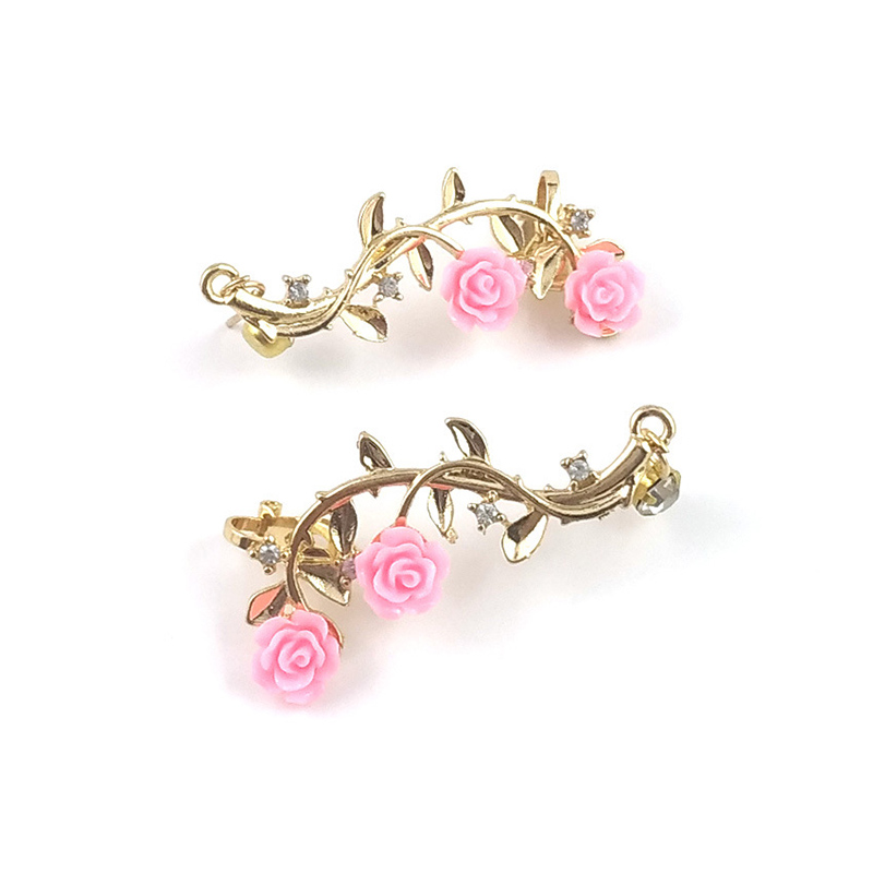 Fashion Creative Leaf Rose Pattern Stud Earrings Ornament display picture 3