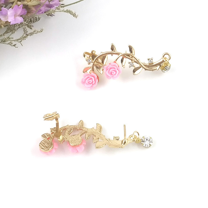 Fashion Creative Leaf Rose Pattern Stud Earrings Ornament display picture 4