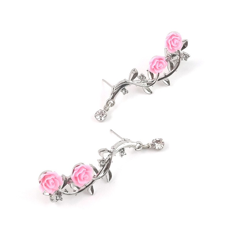 Mode Creative Feuille Rose Motif Boucles D'oreilles Ornement display picture 5