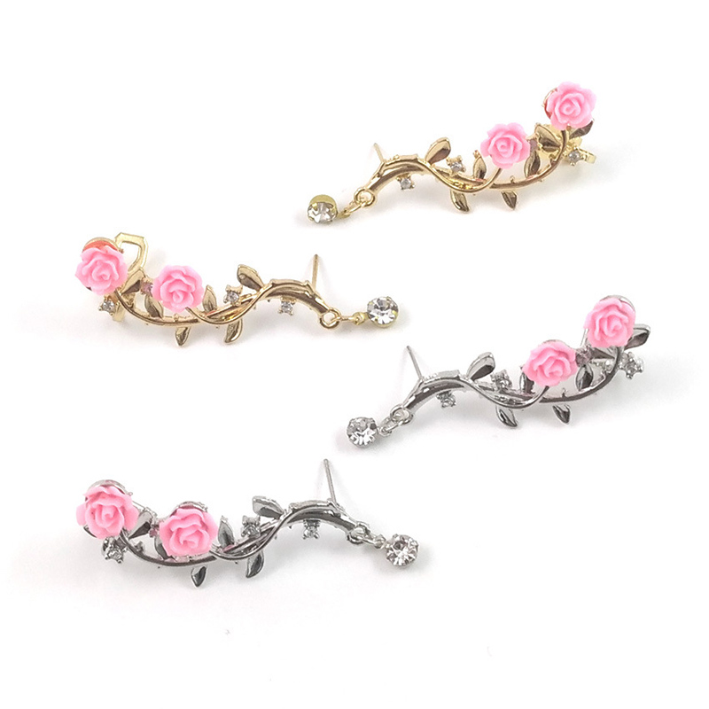 Mode Creative Feuille Rose Motif Boucles D'oreilles Ornement display picture 6