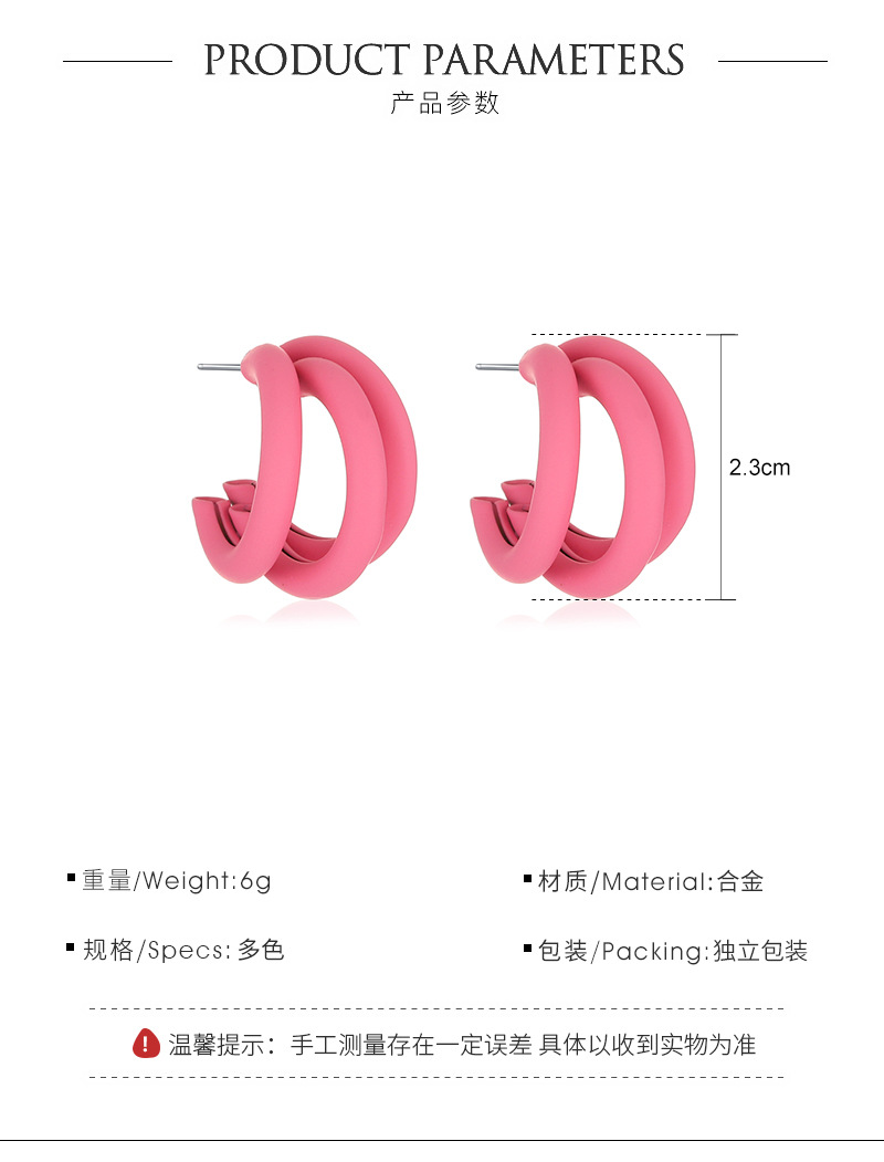 Korean Style Candy Color Circle Earrings Geometric Three-layer Half Ring Alloy Earrings display picture 1