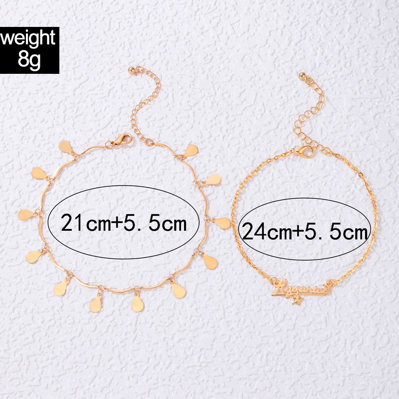 Fashion Ornament Letters Double-layer Anklet Alloy Water Drop Foot Ornaments display picture 1
