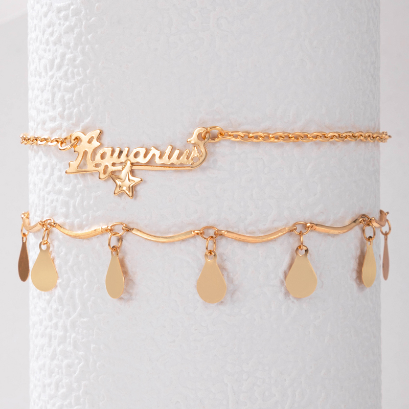 Fashion Ornament Letters Double-layer Anklet Alloy Water Drop Foot Ornaments display picture 3