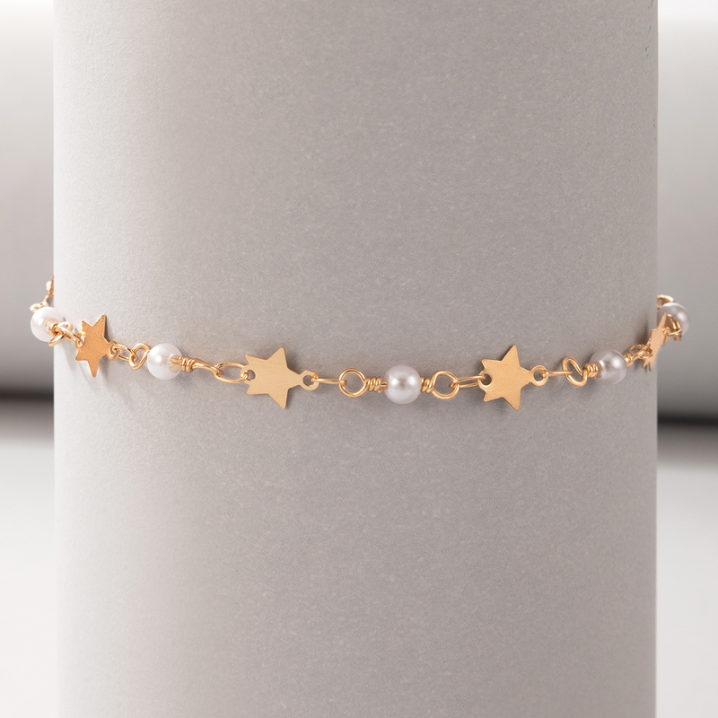 Simple Jewelry Pearl Single-layer Geometric Star Alloy Anklet Foot Ornaments display picture 6