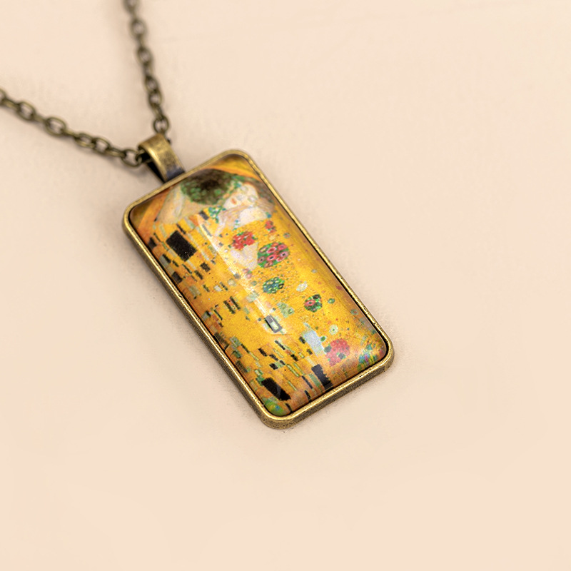 Fashion Drawing Time Stone Long Glass Alloy Necklace Long Pendant display picture 3