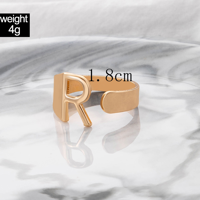 Fashion Simple Jewelry Letter R Geometric Hollow Adjustable Alloy Ring display picture 1
