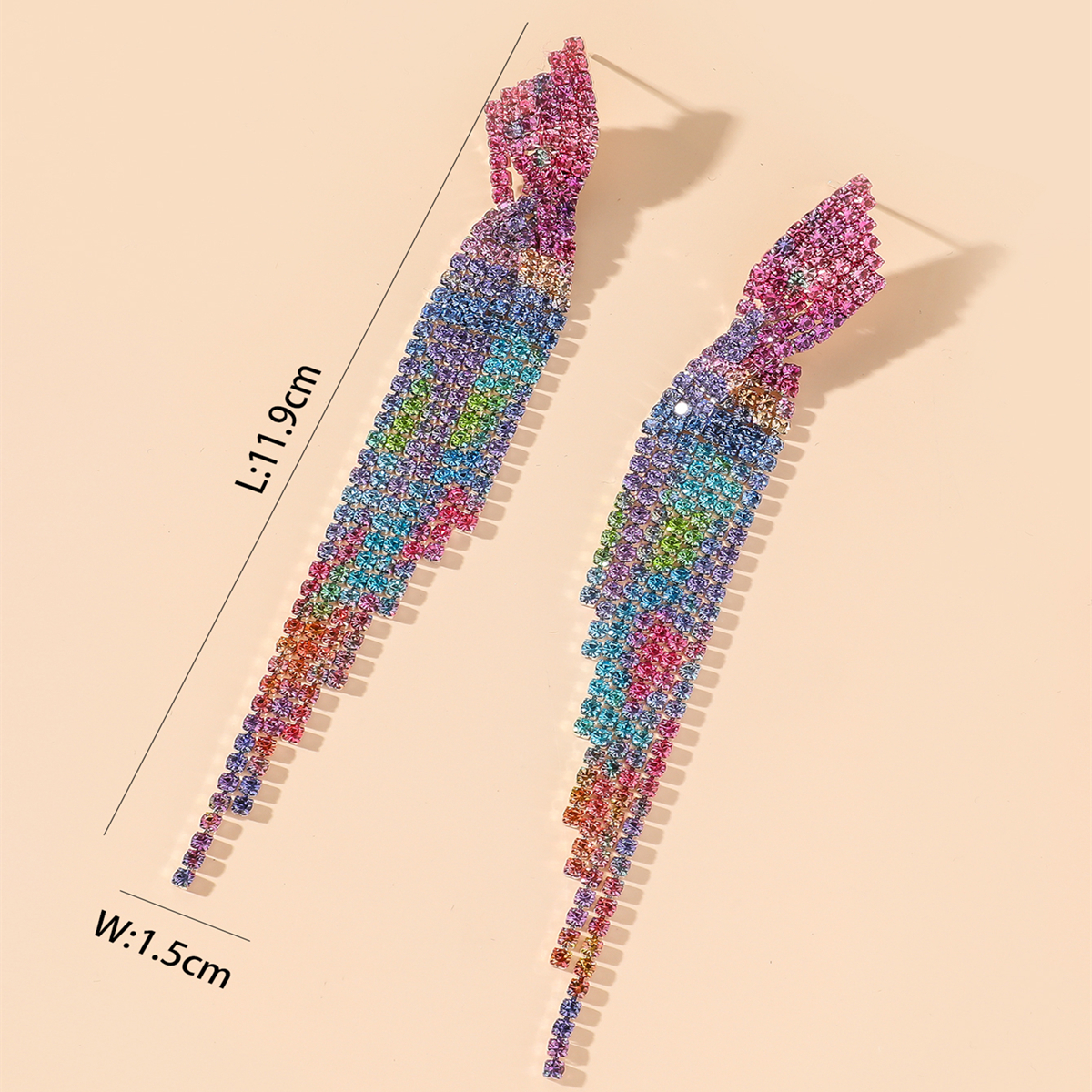 Exaggeration Alloy Rhinestone Gradient Color Earrings Daily Unset Drop Earrings display picture 3