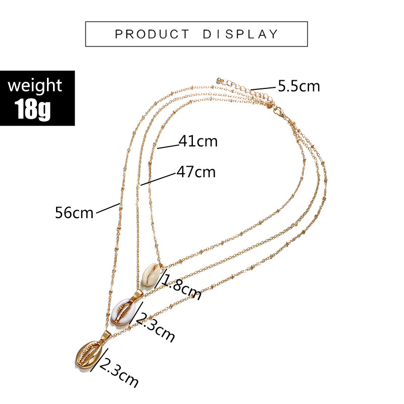 New Accessories Geometric Shell Conch Pendant Three-layer Alloy Necklace display picture 1