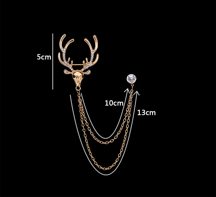 New Style Fashion Chain Elk Shape Inlaid Rhinestone Alloy Brooch display picture 1