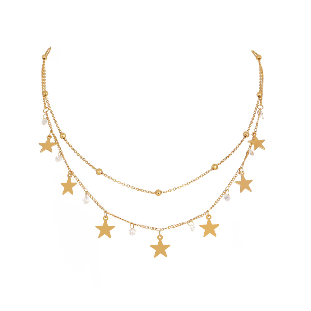 Fashion Simple Star Women's Inlaid Zircon Copper Necklace Set display picture 1