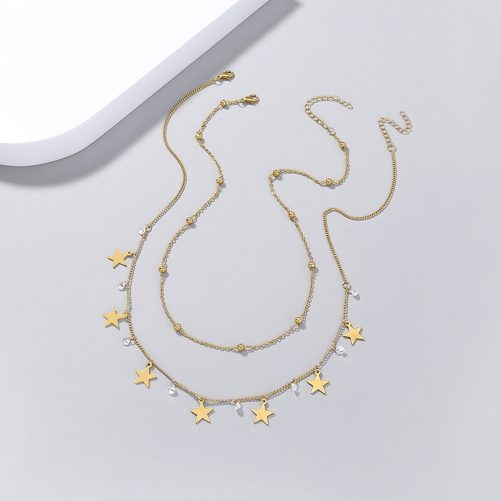 Fashion Simple Star Women's Inlaid Zircon Copper Necklace Set display picture 2