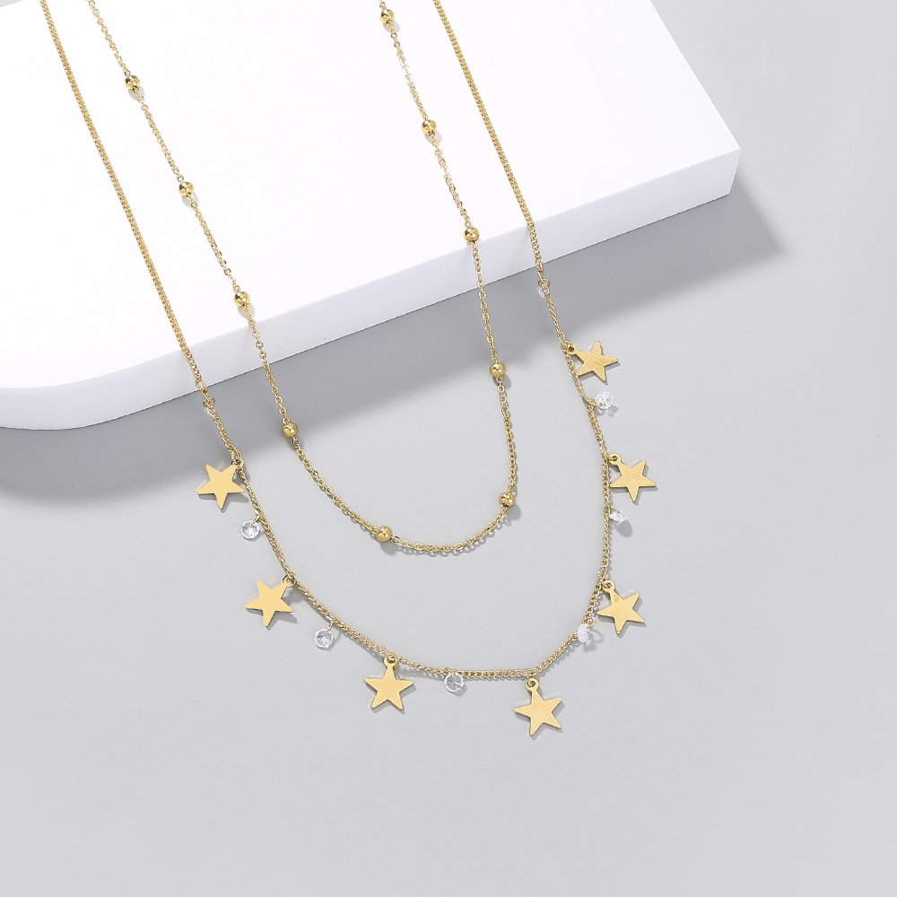 Fashion Simple Star Women's Inlaid Zircon Copper Necklace Set display picture 3
