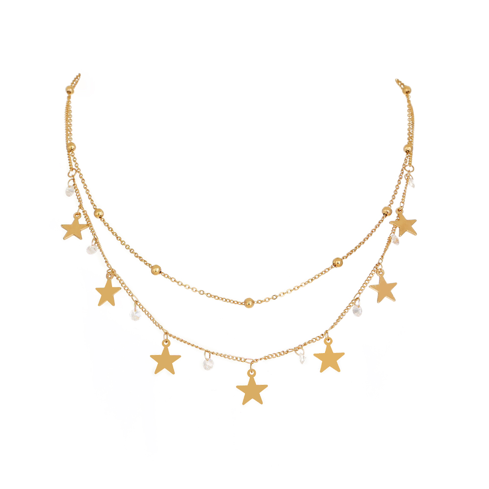 Fashion Simple Star Women's Inlaid Zircon Copper Necklace Set display picture 5