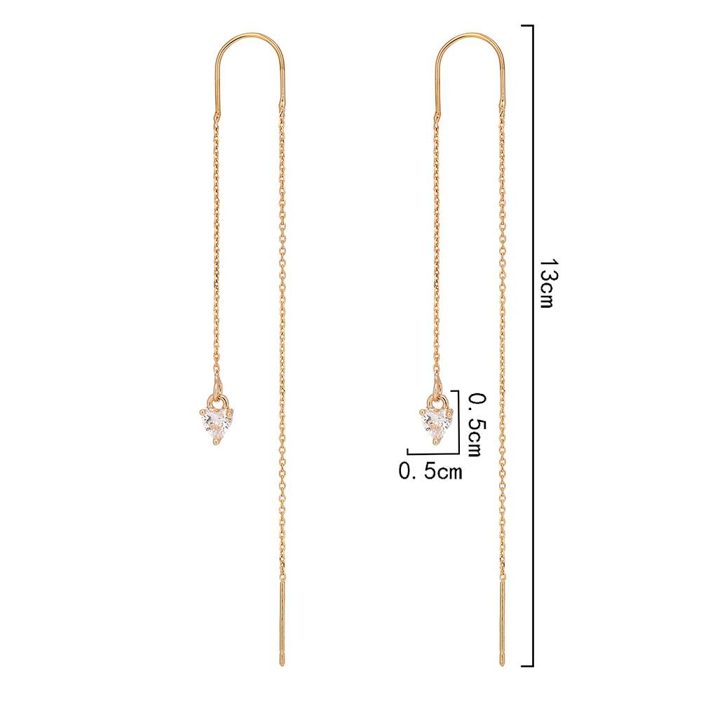 2022 New Fashion Zircon Ear Thread Women's Long Fringe Copper Earrings display picture 6