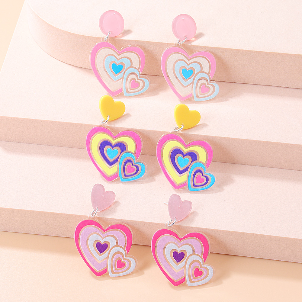 New Fashion Colorful Heart-shaped Women's Resin Earrings display picture 2