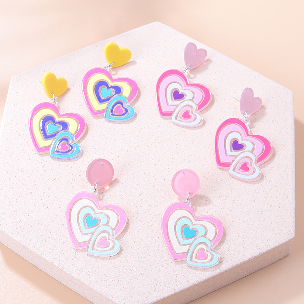 Nuevos Pendientes De Resina Para Mujer En Forma De Corazón De Colores De Moda De display picture 3