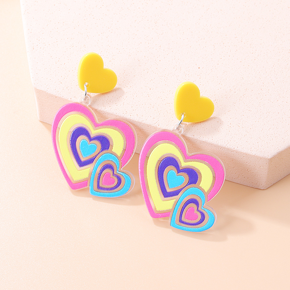 New Fashion Colorful Heart-shaped Women's Resin Earrings display picture 4