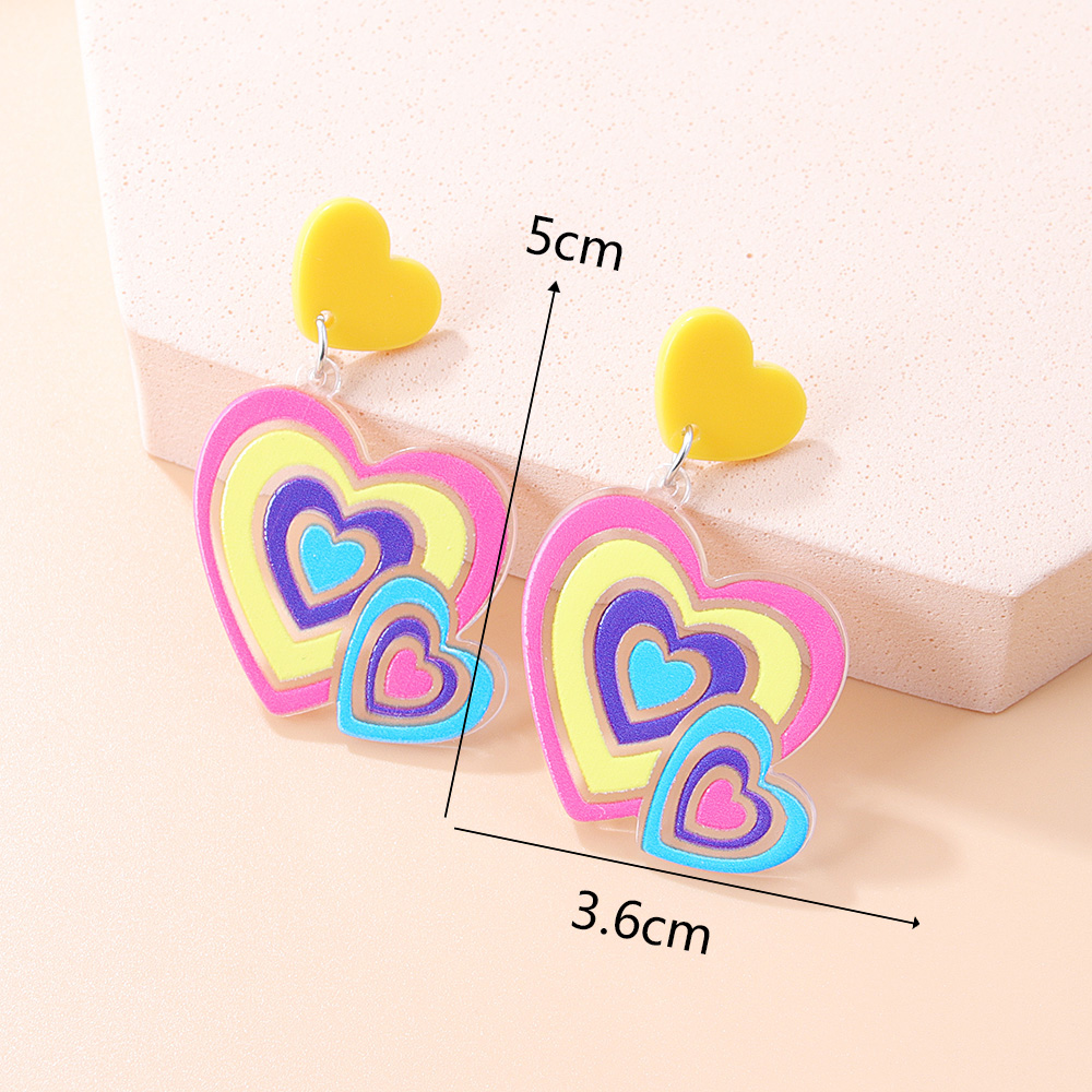 New Fashion Colorful Heart-shaped Women's Resin Earrings display picture 7