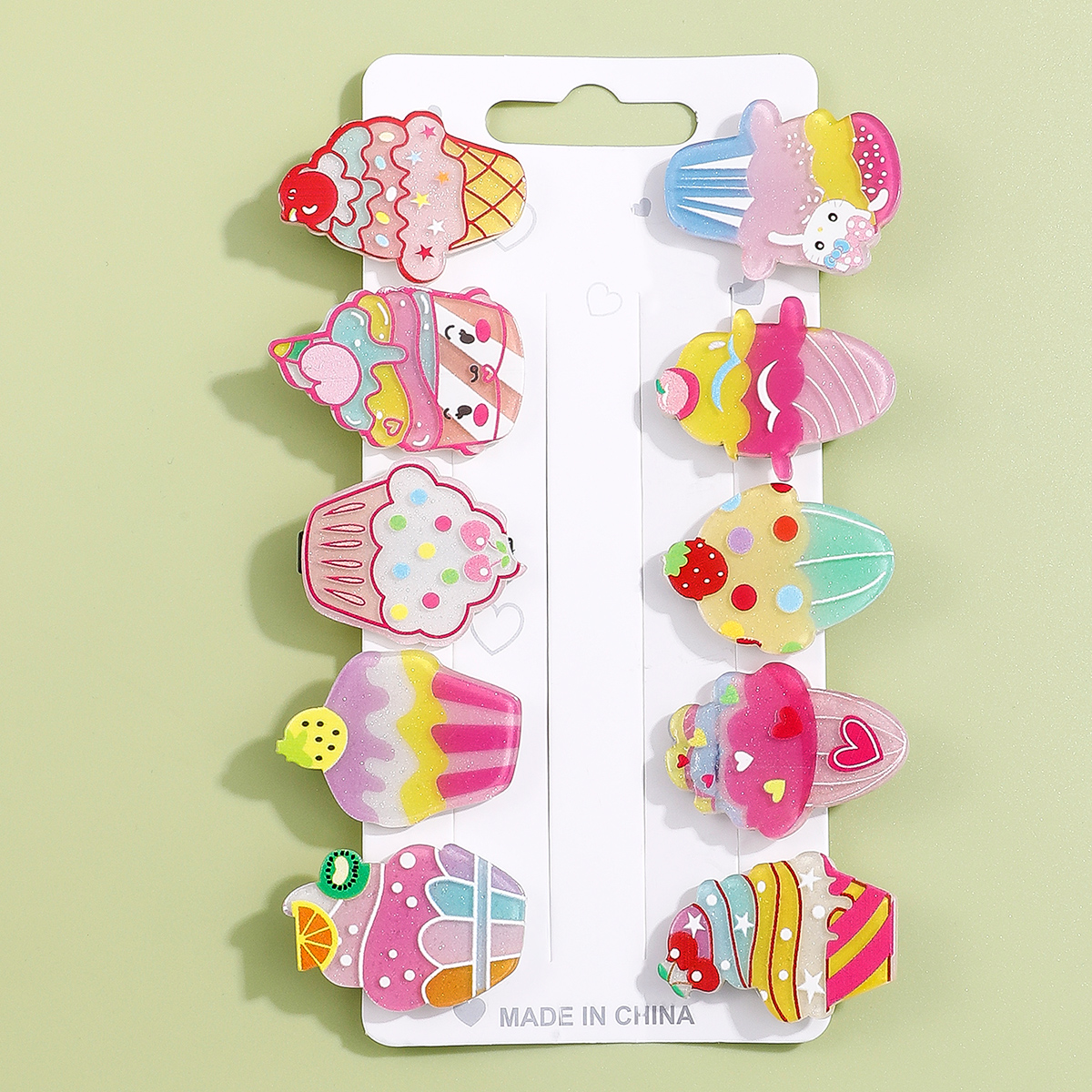 Kid's Cute Ice Cream Cake Acrylic Hair Accessories Printing And Dyeing No Inlaid Hair Clip 1 Set display picture 1
