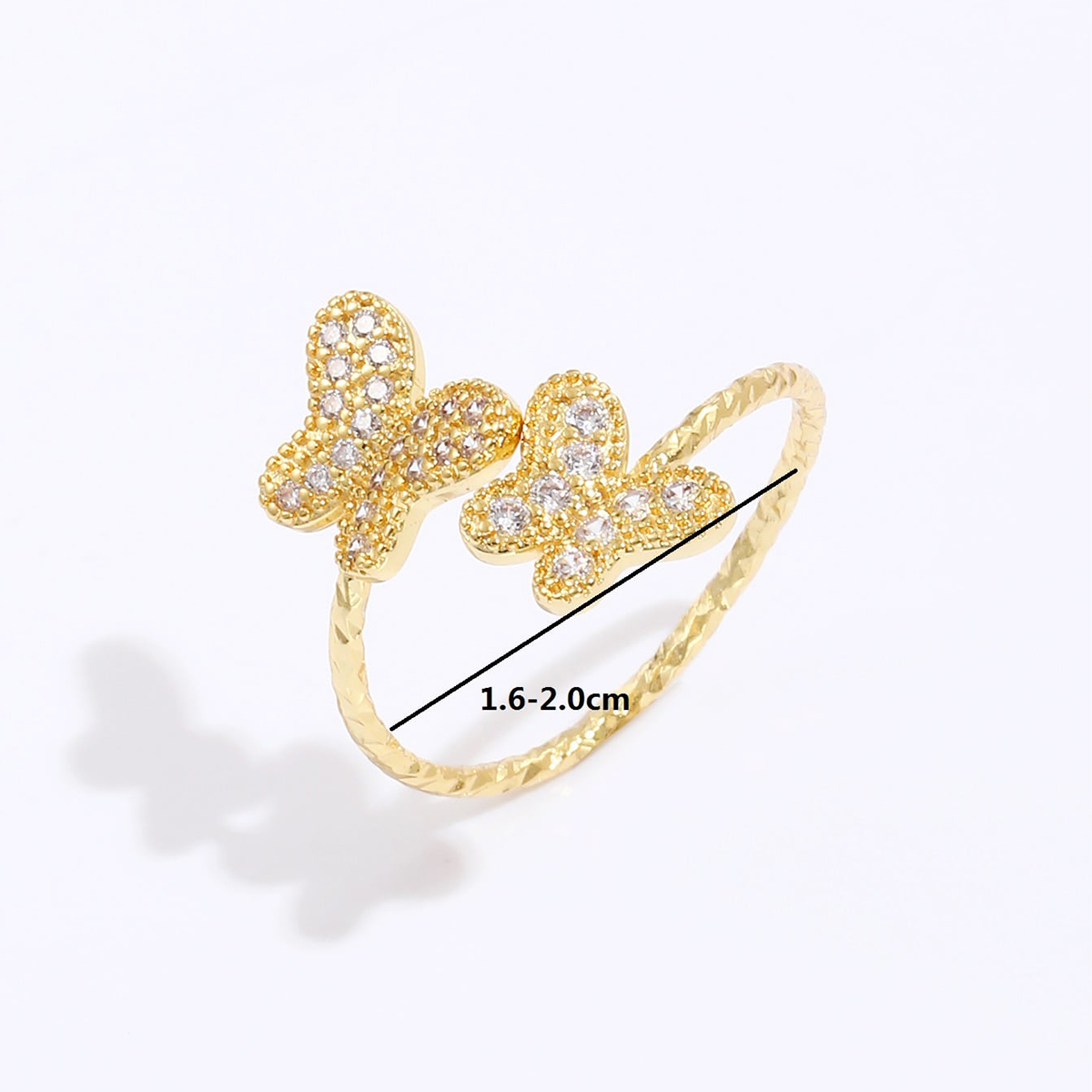 Fashion Simple Butterfly Electroplated 18k Gold  Copper Ring display picture 4