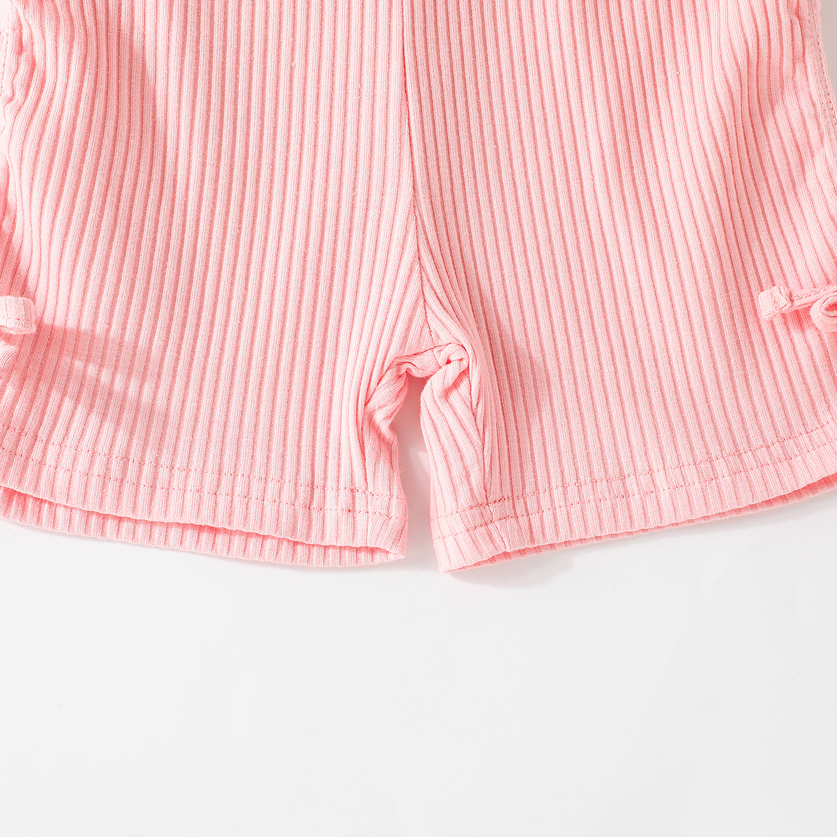 Summer Girls Sleeveless Solid Color One-shoulder Tops Pants Children's Set display picture 6