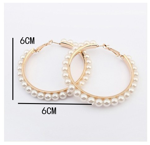 1 Jeu Exagéré Géométrique Perles Incrustées Perle D'imitation Perles Artificielles Des Boucles D'oreilles display picture 5