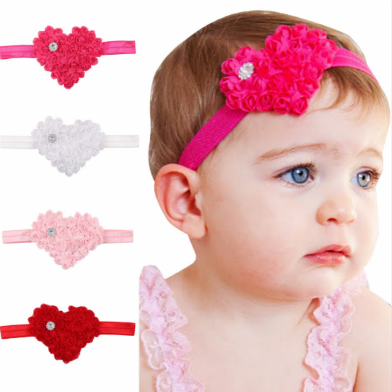 Fashion Cute Solid Color Rose Heart-shaped Baby Hair Band Hair Accessories display picture 1