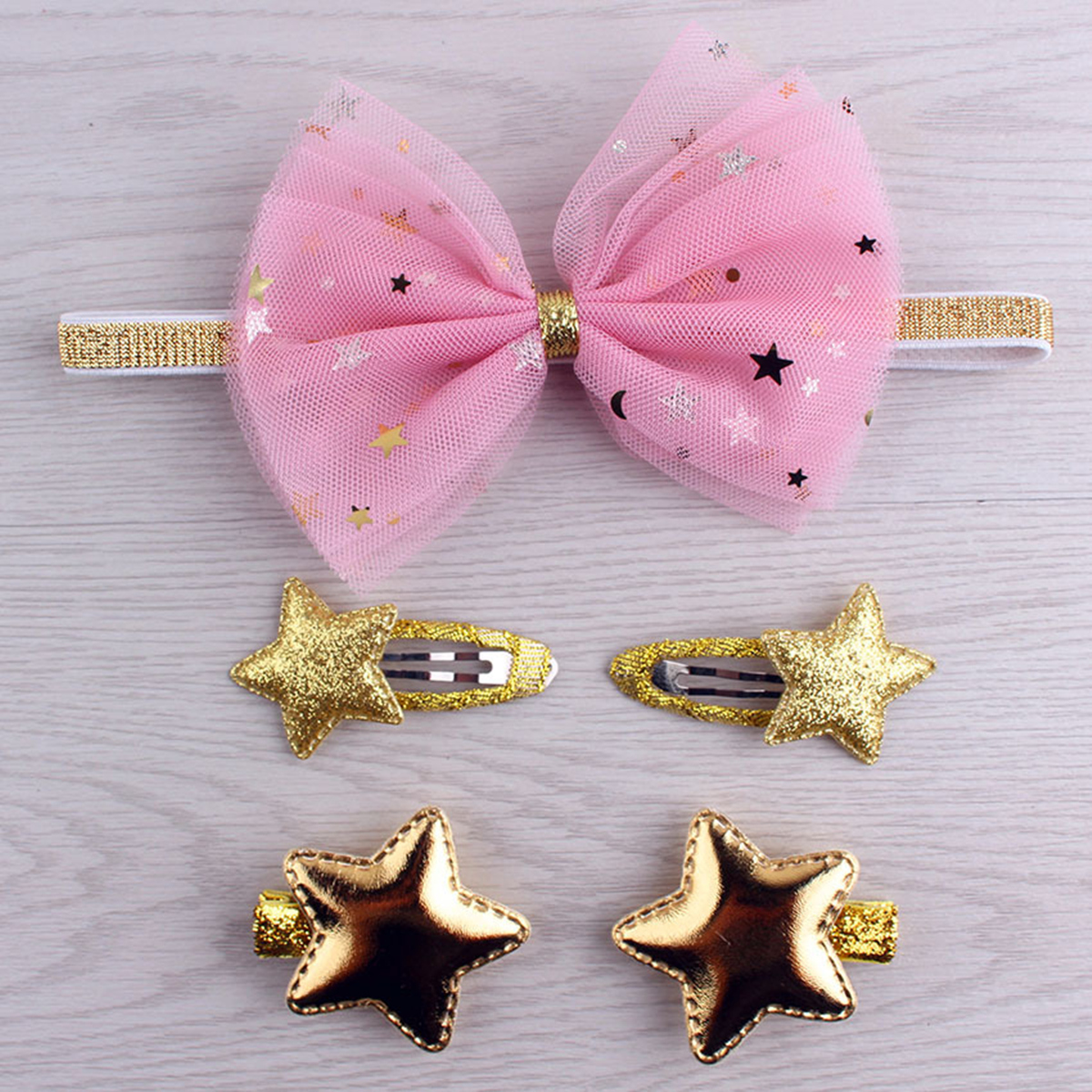 Five-pointed Star Shaped Cute Bow Children's Hair Accessories 5-piece Set display picture 1