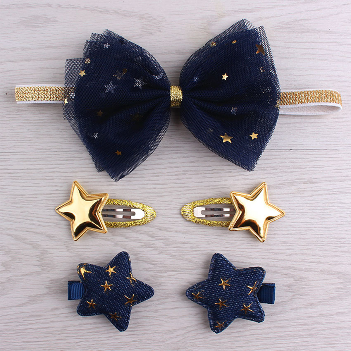 Five-pointed Star Shaped Cute Bow Children's Hair Accessories 5-piece Set display picture 2
