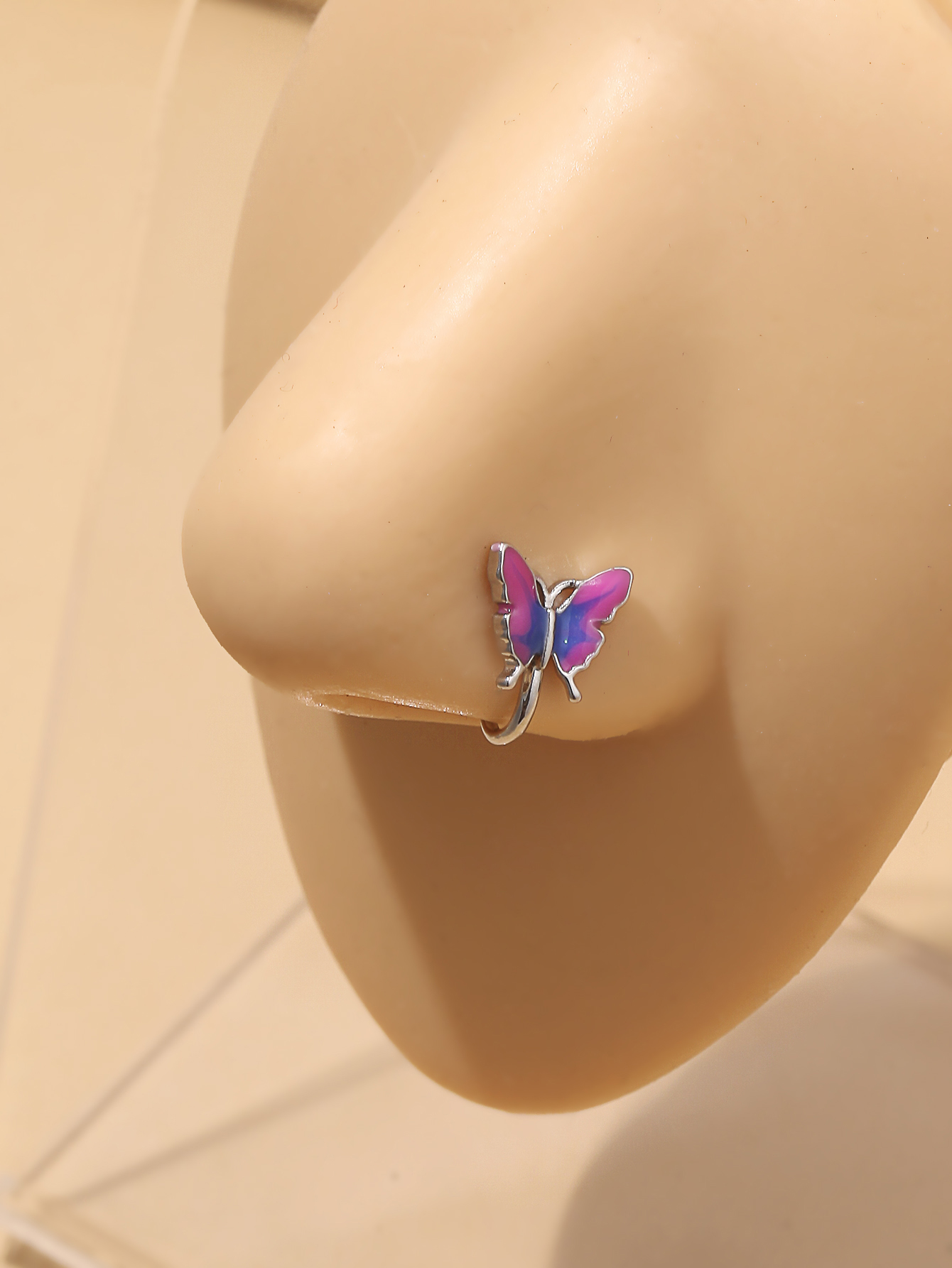 New Fashion Oil Dripping Butterfly Nasal Splint Alloy Nose Ring Piercing Jewelry display picture 1