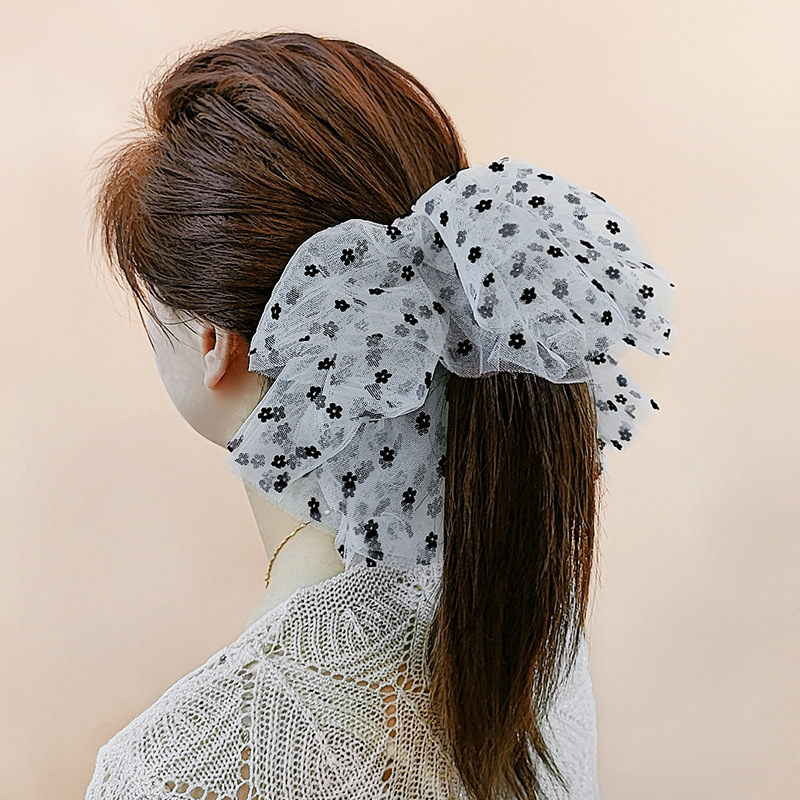 Fashion Large Voile Lace Flocking Oversized  Rubber Band Hair Rope display picture 2