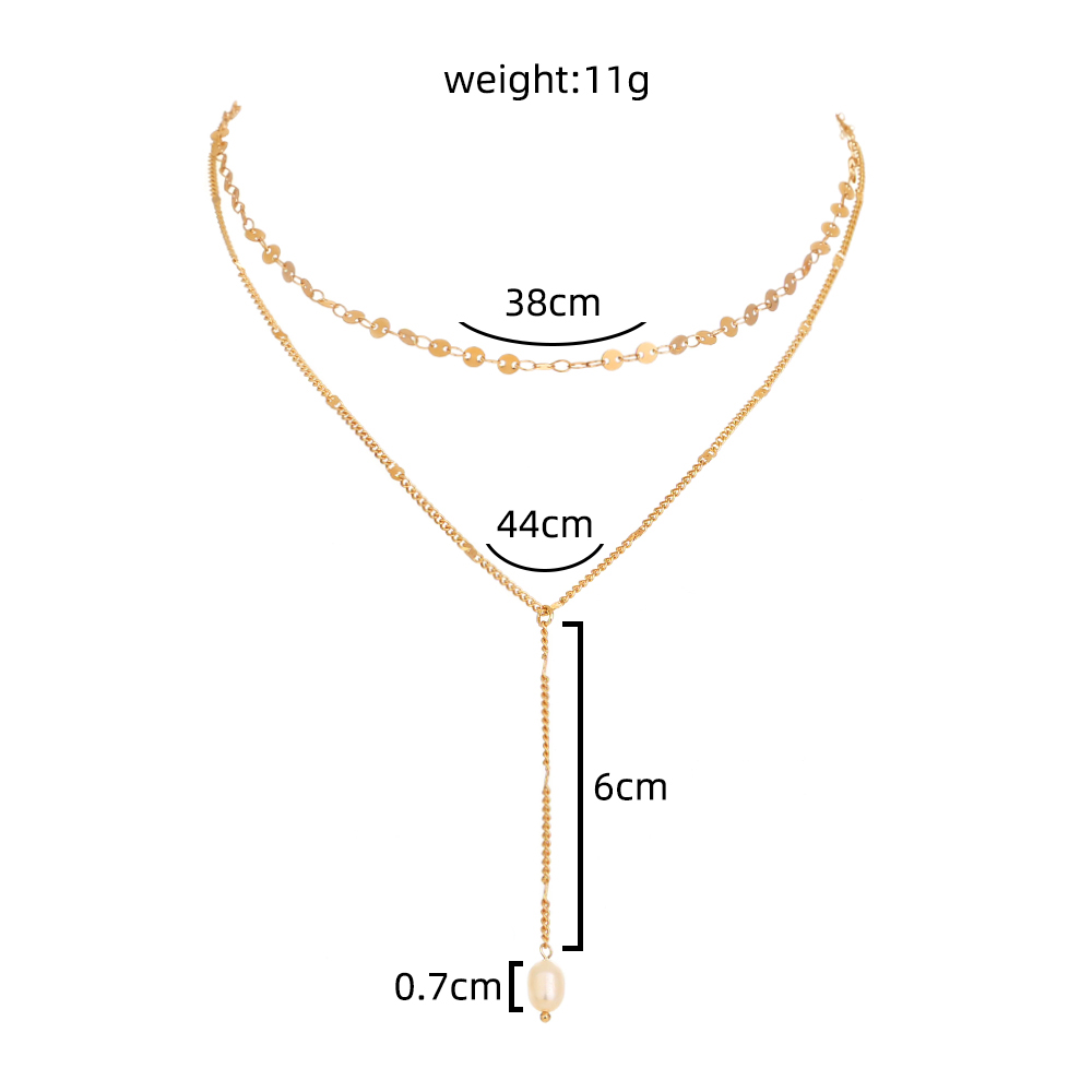 Fashion Sweet Double-layer Pearl Pendant Clavicle Chain Copper Necklace display picture 5
