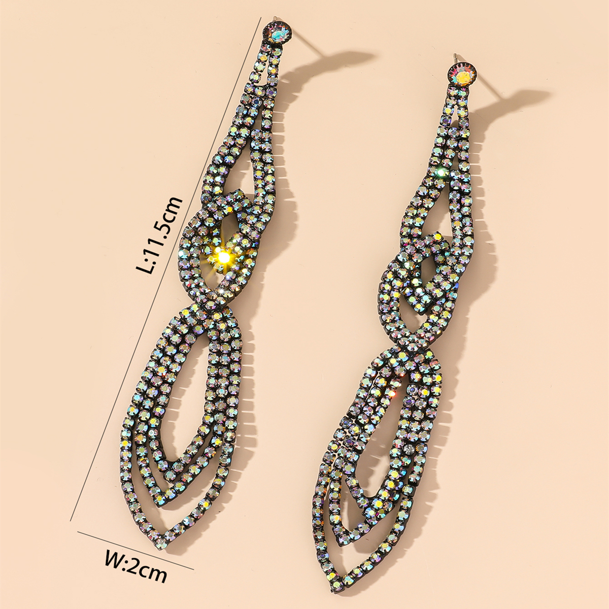 Retro Alloy Rhinestone Printing Ear Studs Banquet Unset Drop Earrings display picture 2