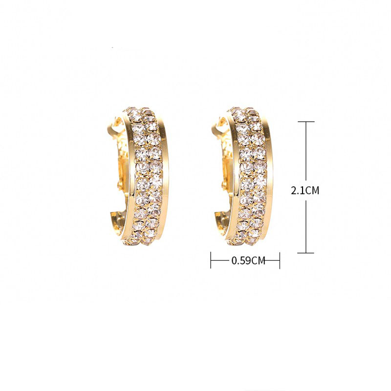 As Picture Fashion Korean Style C Shape Inlay Alloy Rhinestones Earrings display picture 2