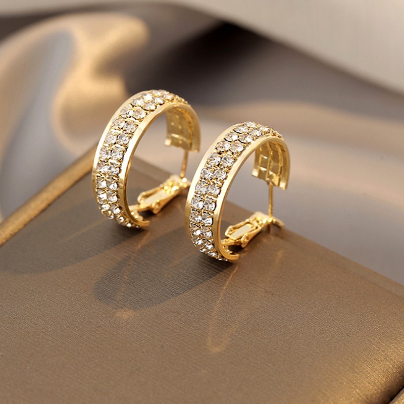 As Picture Fashion Korean Style C Shape Inlay Alloy Rhinestones Earrings display picture 3