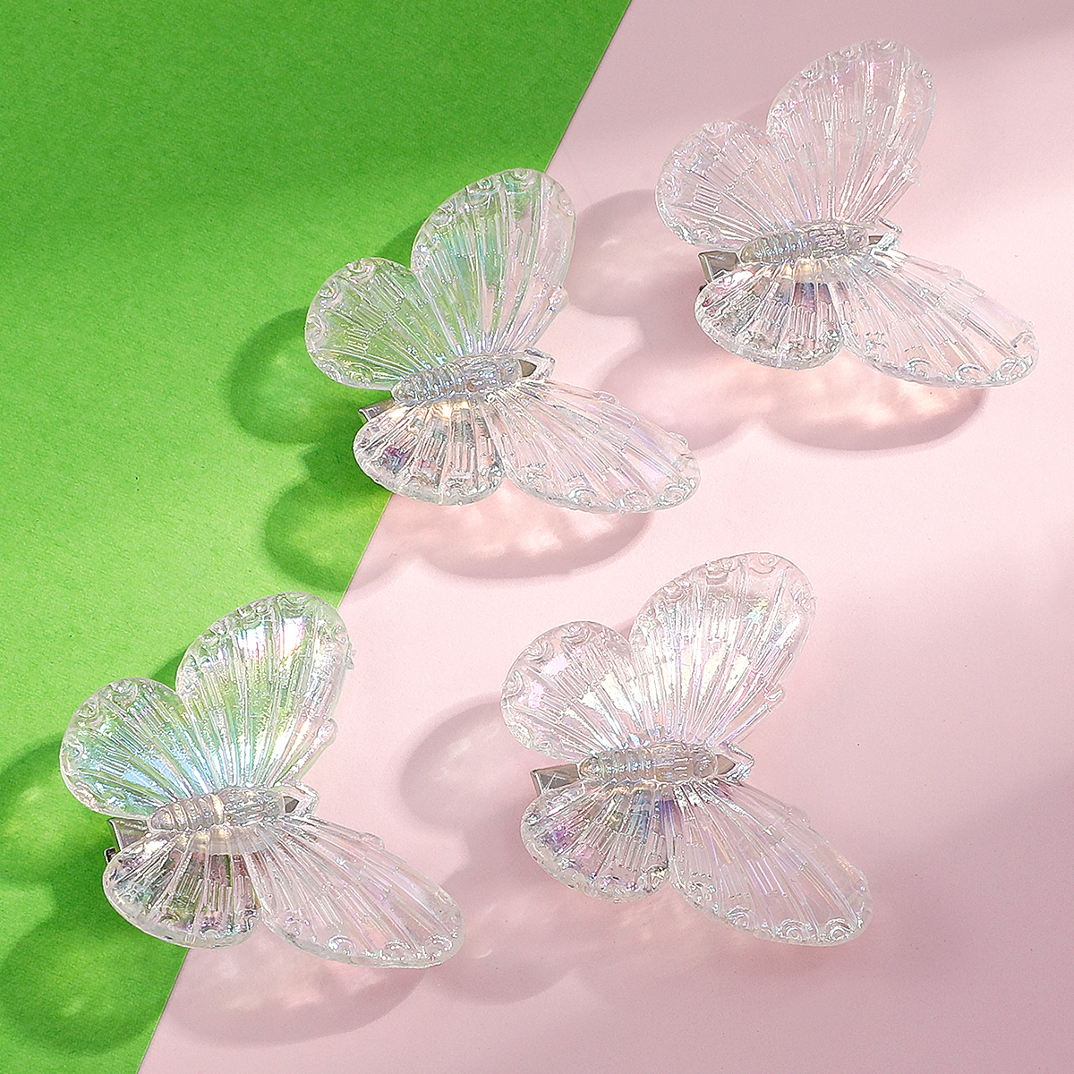 Women's Cute Simple Style Butterfly Transparent Synthetic Resin Hair Accessories Polishing No Inlaid Hair Clip 1 Set display picture 1