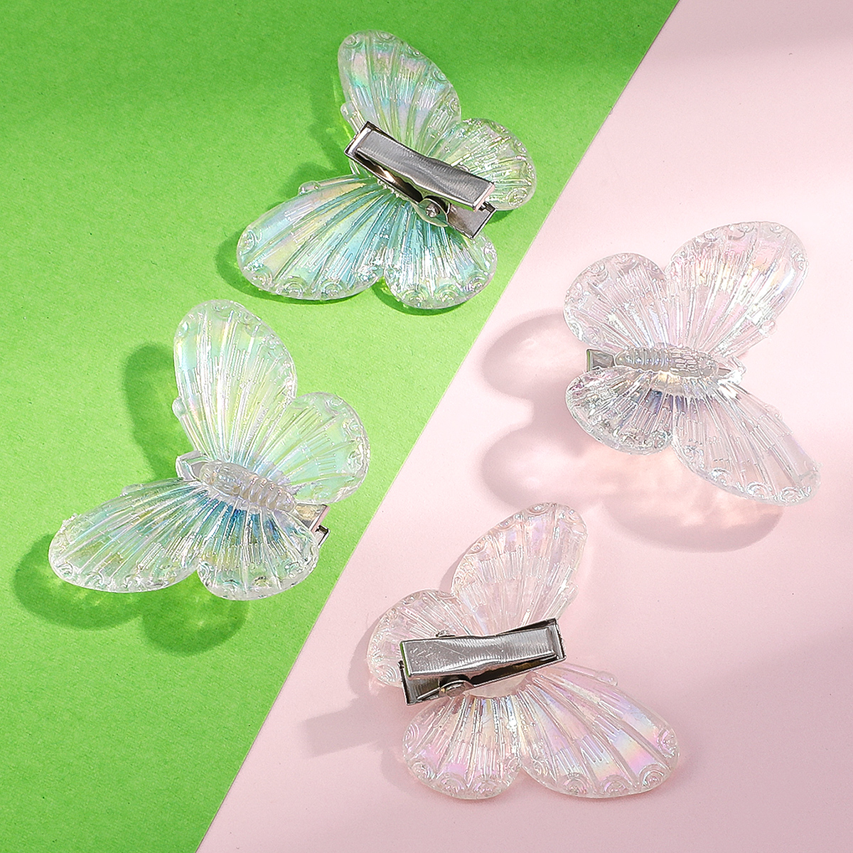 Women's Cute Simple Style Butterfly Transparent Synthetic Resin Hair Accessories Polishing No Inlaid Hair Clip 1 Set display picture 2