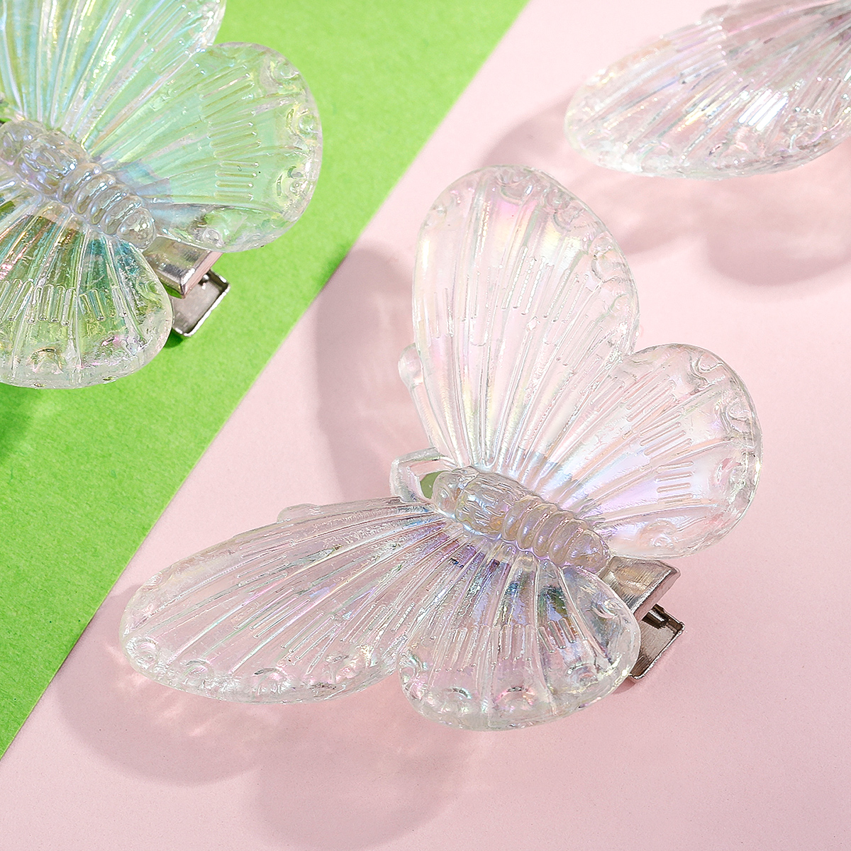 Women's Cute Simple Style Butterfly Transparent Synthetic Resin Hair Accessories Polishing No Inlaid Hair Clip 1 Set display picture 3