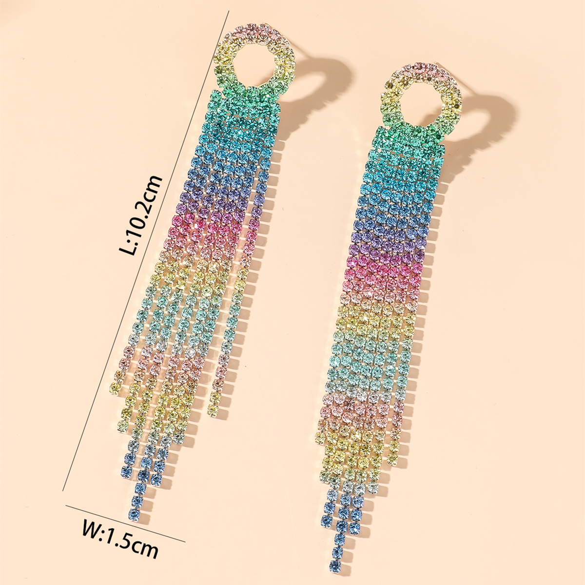 Simple Style Alloy Rhinestone Tassel Earrings Banquet Unset Drop Earrings 2 Pieces display picture 2
