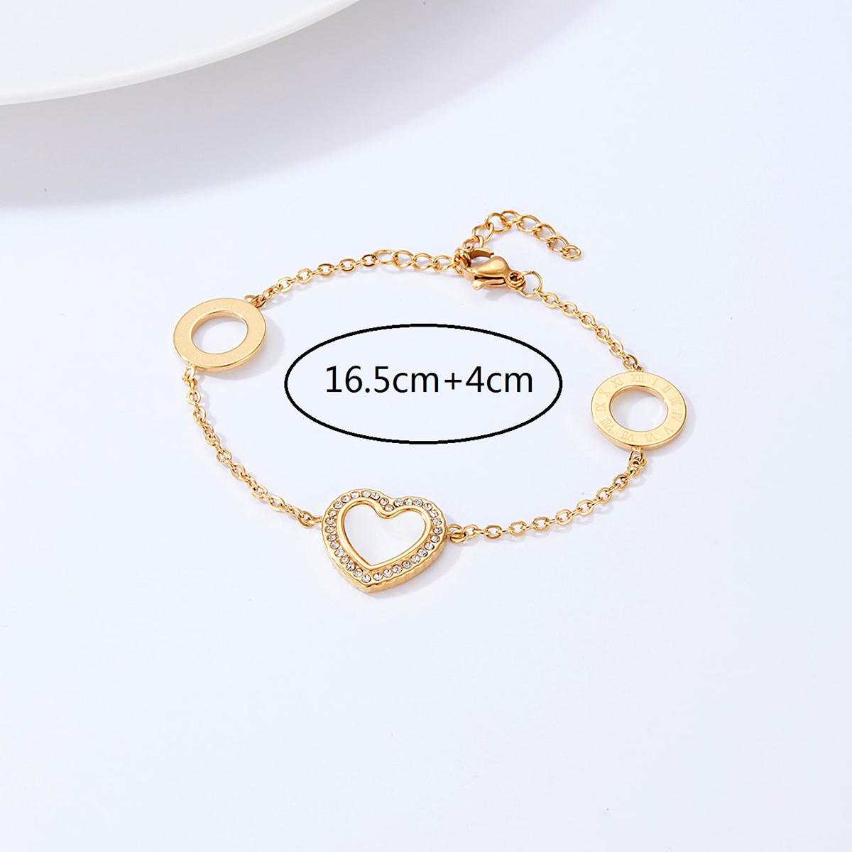 Fashion Creative Simple Stainless Steel Inlaid Zircon Heart And Circle Bracelet display picture 3