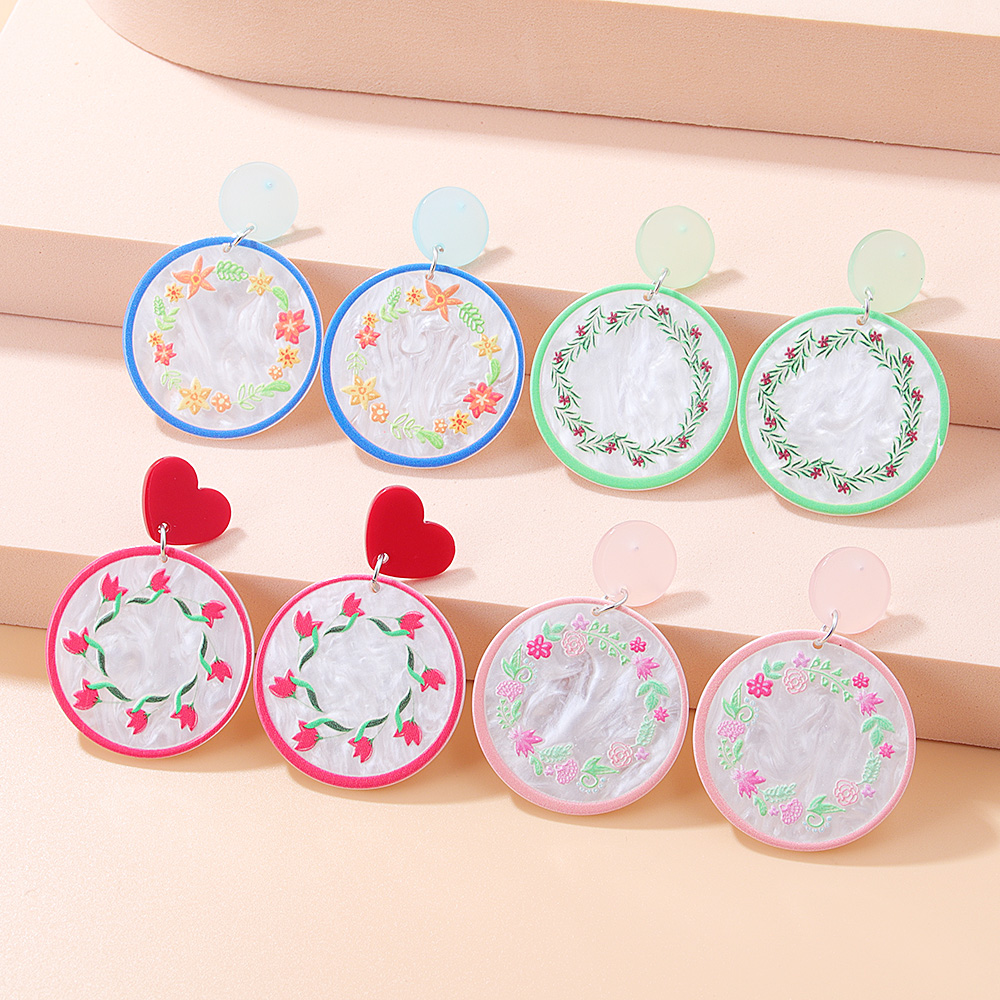 Fashion Water Board Color Three-dimensional Round Garland Eardrops Acrylic Earring display picture 2