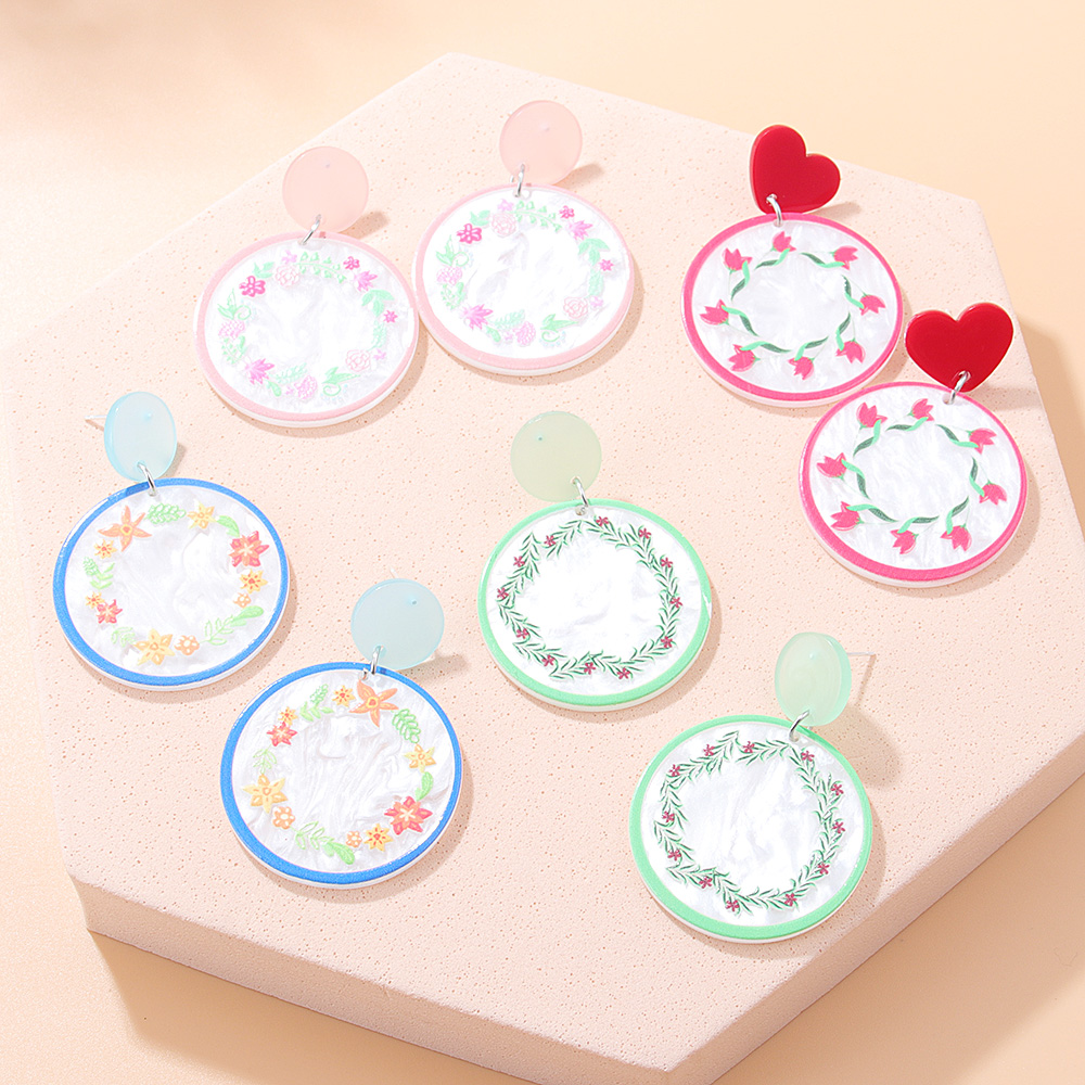 Fashion Water Board Color Three-dimensional Round Garland Eardrops Acrylic Earring display picture 3