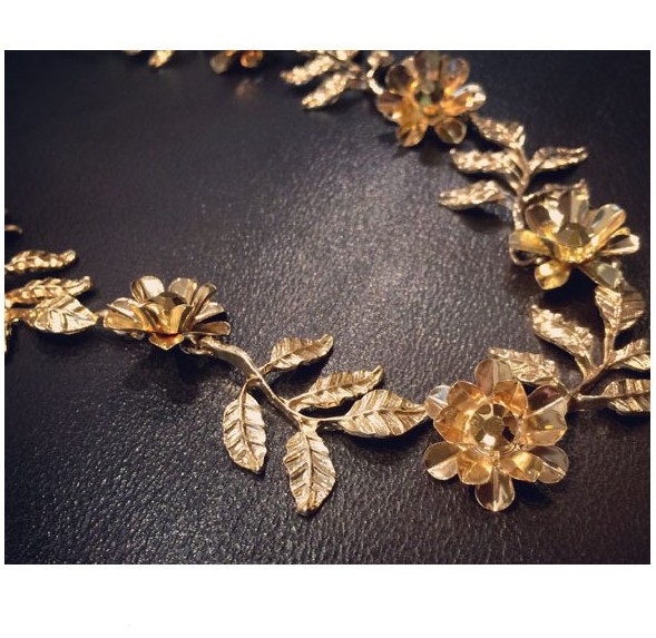 Women's Sweet Leaves Flower Alloy Diamond Artificial Rhinestones Hair Band display picture 2