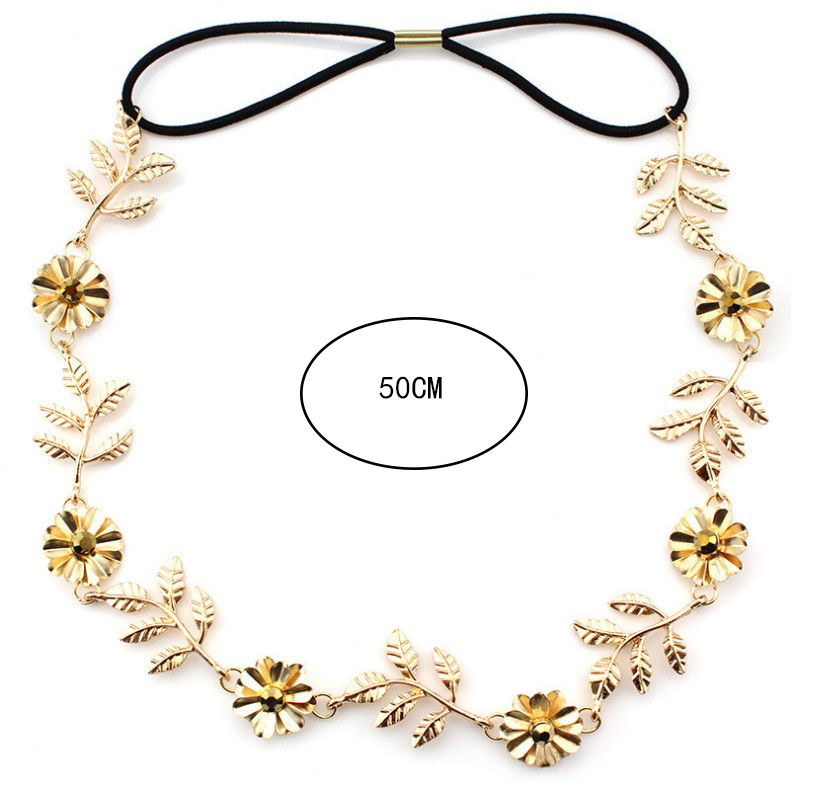 Women's Sweet Leaves Flower Alloy Diamond Artificial Rhinestones Hair Band display picture 6