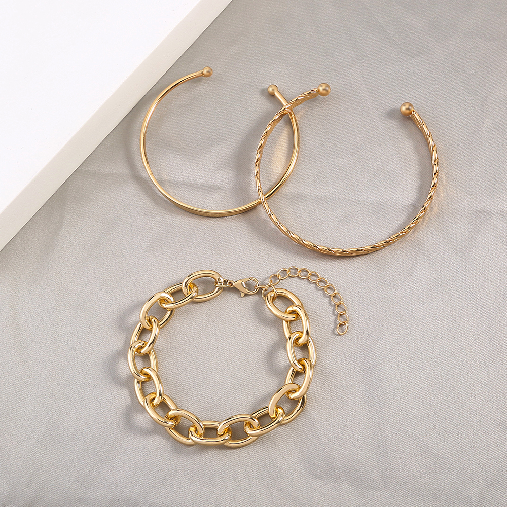 New Fashion Open C-type Women's Alloy Bracelet 3-piece Set display picture 5