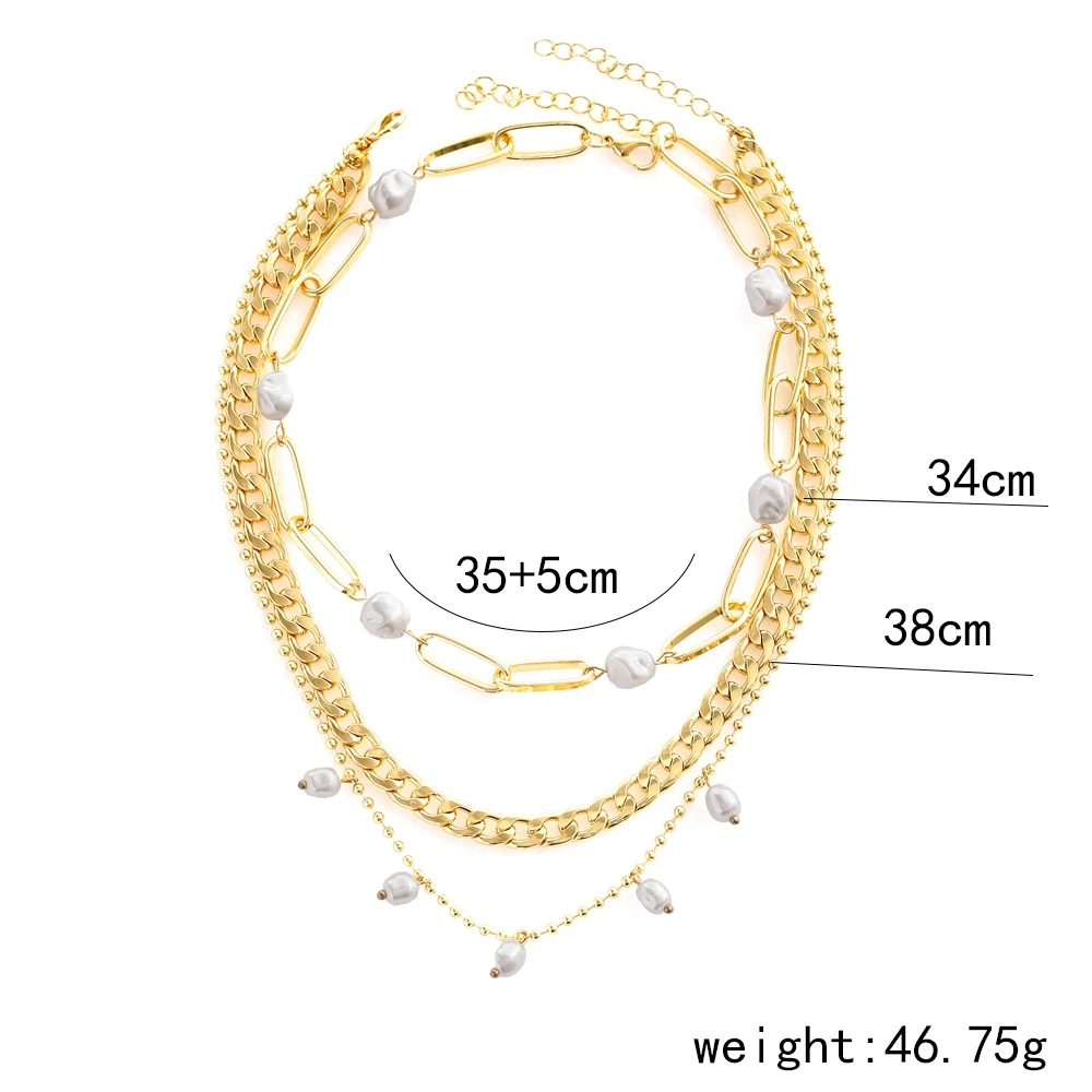Fashion Creative Gold Plated Pearl Beaded Multi-layer Clavicle Chain Necklace display picture 4